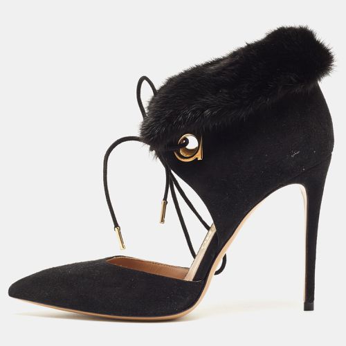 Salvatore Ferragamo Black Suede And Fur Trim Francesca Pumps Size 38 - Salvatore Ferragamo - Modalova