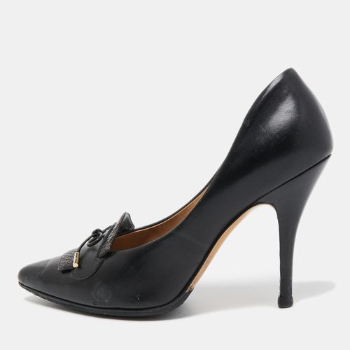 Salvatore Ferragamo Black Leather Pointed Toe Loafer Pumps Size 40 - Salvatore Ferragamo - Modalova