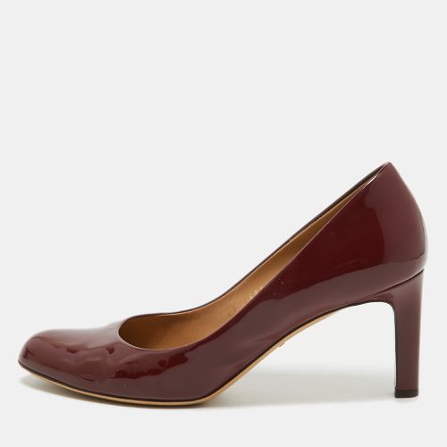 Salvatore Ferragamo Burgundy Patent Leather Round Toe Pumps Size 39.5 - Salvatore Ferragamo - Modalova