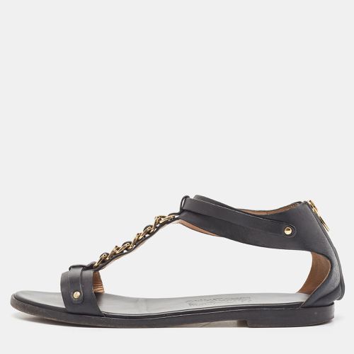 Leather T Chan Detail Flat Sandals Size 39.5 - Salvatore Ferragamo - Modalova