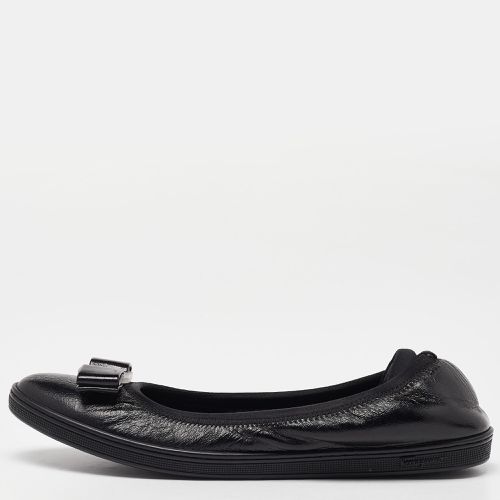 Salvatore Ferragamo Black Leather Vara Bow Ballet Flats Size 38 - Salvatore Ferragamo - Modalova