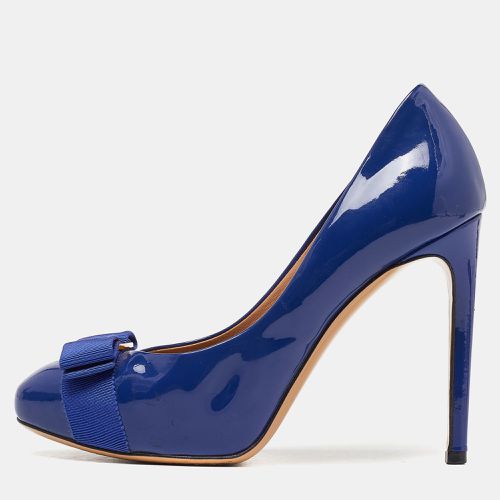 Salvatore Ferragamo Blue Patent Leather Vara Bow Platform Pumps Size 36 - Salvatore Ferragamo - Modalova