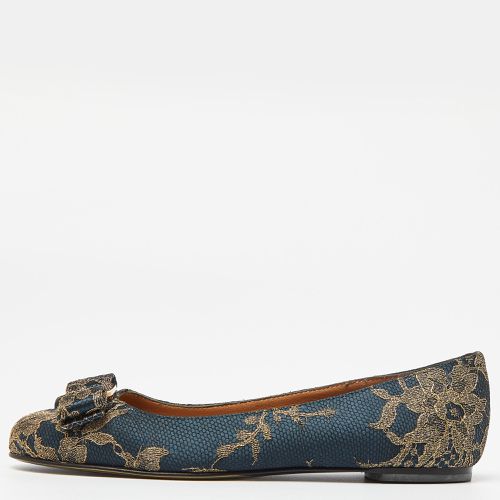 Salvatore Ferragamo Blue Bordeaux Satin and Lace Tarita Ballet Flats Size 36 - Salvatore Ferragamo - Modalova