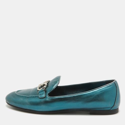 Salvatore Ferragamo Metallic Blue Leather Gancini Loafers Size 38.5 - Salvatore Ferragamo - Modalova