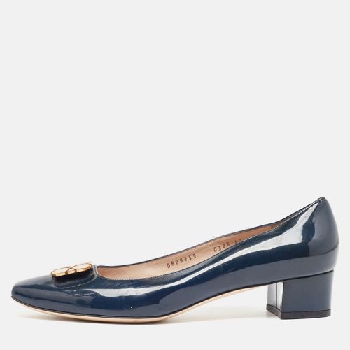 Salvatore Ferragamo Blue Patent Leather Block Pumps Size 40.5 - Salvatore Ferragamo - Modalova