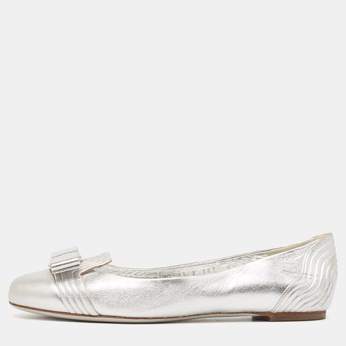 Salvatore Ferragamo Silver Leather Varina Bow Ballet Flats Size 39 - Salvatore Ferragamo - Modalova