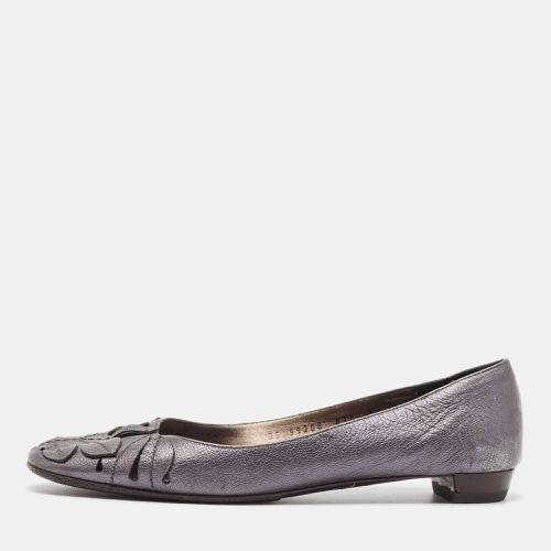 Salvatore Ferragamo Metallic Grey Leather Ballet Flats Size 38 - Salvatore Ferragamo - Modalova