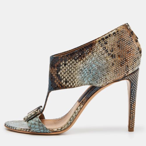 Salvatore Ferragamo Multicolor Python Embossed Leather Bow T Strap Sandals Size 38 - Salvatore Ferragamo - Modalova