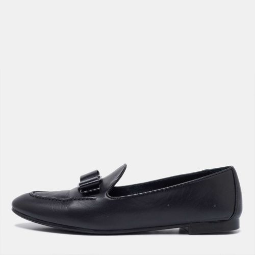 Salvatore Ferragamo Black Leather Bow Smoking Slippers Size 38.5 - Salvatore Ferragamo - Modalova