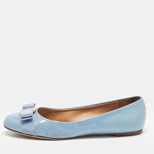 Salvatore Ferragamo Blue Patent Leather Varina Flat Ballets Size 38 - Salvatore Ferragamo - Modalova