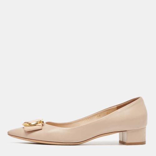 Salvatore Ferragamo Beige Leather Bow Pointed Toe Pumps Size 40 - Salvatore Ferragamo - Modalova