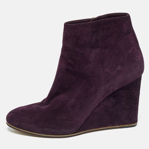 Salvatore Ferragamo Purple Suede Wedge Ankle Boots Size 37 - Salvatore Ferragamo - Modalova