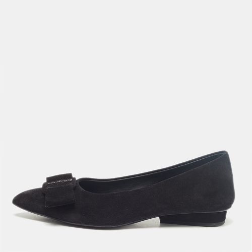 Salvatore Ferragamo Black Suede Viva Bow Ballet Flats Size 37.5 - Salvatore Ferragamo - Modalova