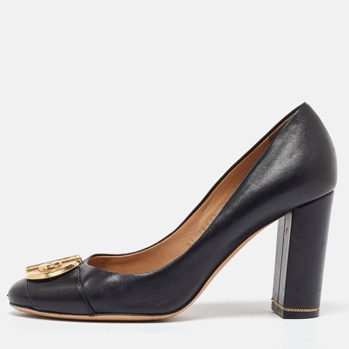 Salvatore Ferragamo Black Leather Buckle Block Heel Pumps Size 39 - Salvatore Ferragamo - Modalova