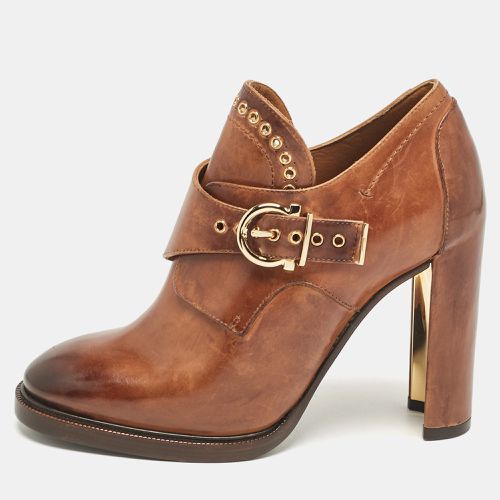 Salvatore Ferragamo Brown Leather Nevers Ankle Booties Size 39 - Salvatore Ferragamo - Modalova