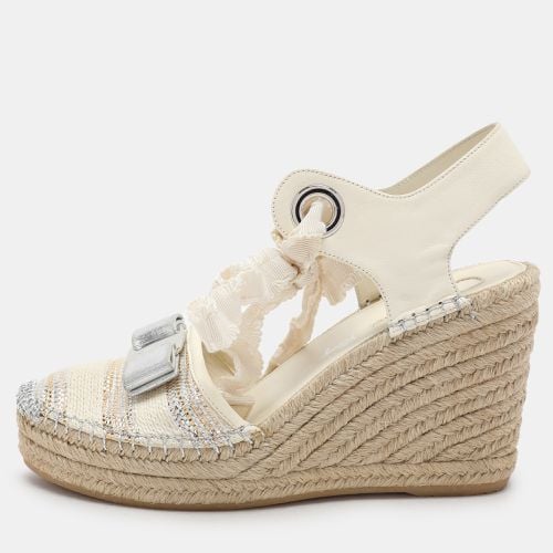 Salvatore Ferragamo Multicolor Fabric and Leather Wedge Espadrille Sandals Size 37 - Salvatore Ferragamo - Modalova