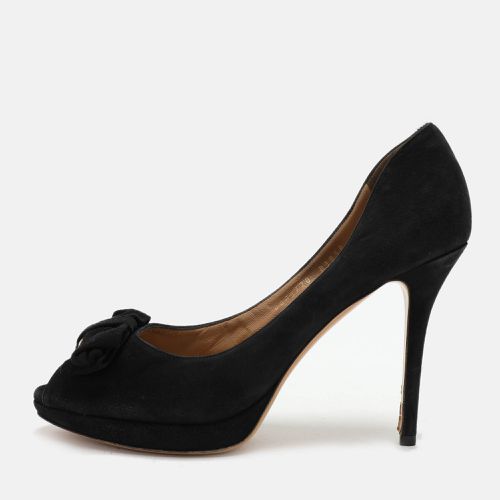 Salvatore Ferragamo Black Suede Rosella Peep Toe Pumps Size 40 - Salvatore Ferragamo - Modalova