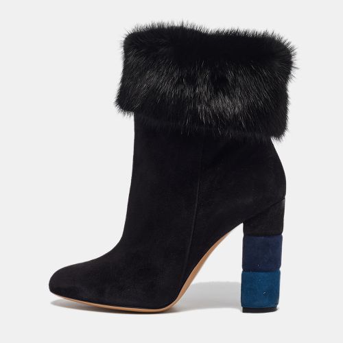 Salvatore Ferragamo Black Shearling Fur and Suede Loris Ankle Length Boots Size 40 - Salvatore Ferragamo - Modalova