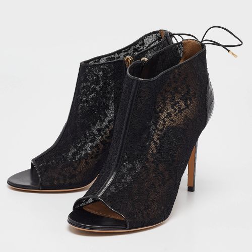 Lace and Python Nufus Open Toe Booties Size 39.5 - Salvatore Ferragamo - Modalova
