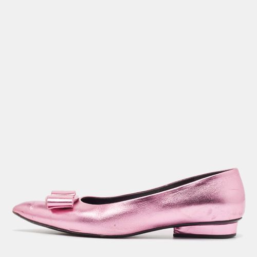 Salvatore Ferragamo Metallic Pink Leather Viva Bow Ballet Flats Size 40 - Salvatore Ferragamo - Modalova