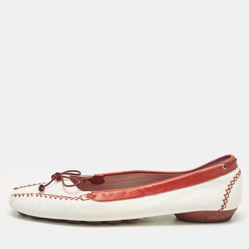 Salvatore Ferragamo White/Red Leather Ballet Flats Size 39.5 - Salvatore Ferragamo - Modalova