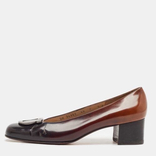 Salvatore Ferragamo Black/Brown Ombre Leather Gancini Pumps Size 37.5 - Salvatore Ferragamo - Modalova