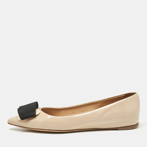 Salvatore Ferragamo Beige Patent Leather Mimi Ballet Flats Size 38 - Salvatore Ferragamo - Modalova