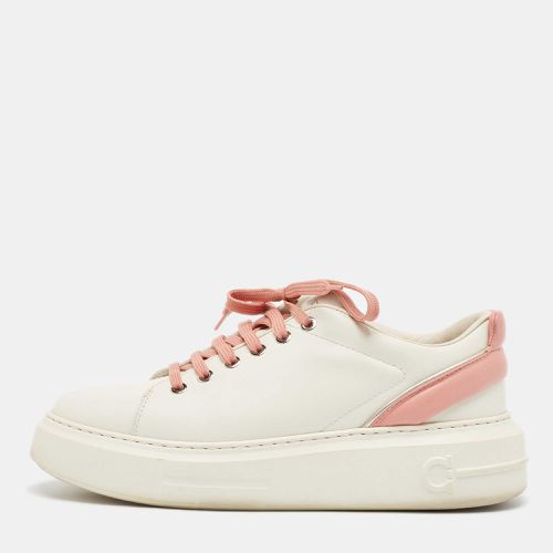 Salvatore Ferragamo Off White/Pink Leather Low Top Sneakers Size 38.5 - Salvatore Ferragamo - Modalova