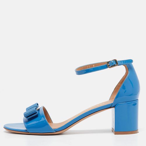 Salvatore Ferragamo Blue Patent Leather Gavina Sandals Size 39 - Salvatore Ferragamo - Modalova