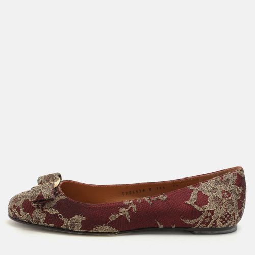 Salvatore Ferragamo Burgundy Lace and Lurex Fabric Ballet Flats Size 38 - Salvatore Ferragamo - Modalova