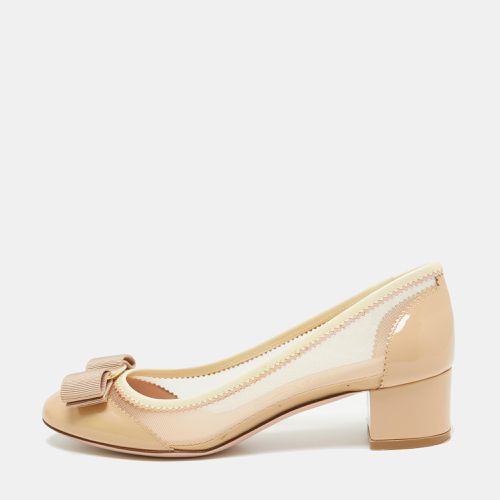 Salvatore Ferragamo Beige Patent And Mesh Vara Bow Pumps Size 36.5 - Salvatore Ferragamo - Modalova