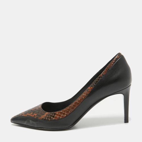 Salvatore Ferragamo Black Leather and Python Leather Pointed Toe Pumps Size 39.5 - Salvatore Ferragamo - Modalova