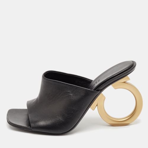 Salvatore Ferragamo Black Leather Astro Gancini Heel Slide Sandals Size 40 - Salvatore Ferragamo - Modalova