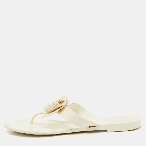 Salvatore Ferragamo White Jelly Bow Accents Flat Sandals Size 38.5 - Salvatore Ferragamo - Modalova