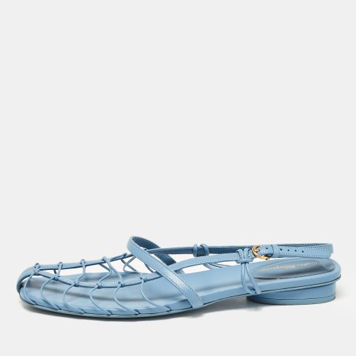 Salvatore Ferragamo Blue Leather Shay Flat Sandals Size 39 - Salvatore Ferragamo - Modalova