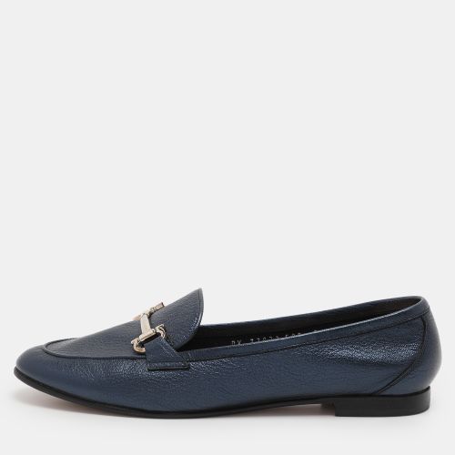 Salvatore Ferragamo Navy Blue Leather Loafers & Moccasins Size 38.5 - Salvatore Ferragamo - Modalova