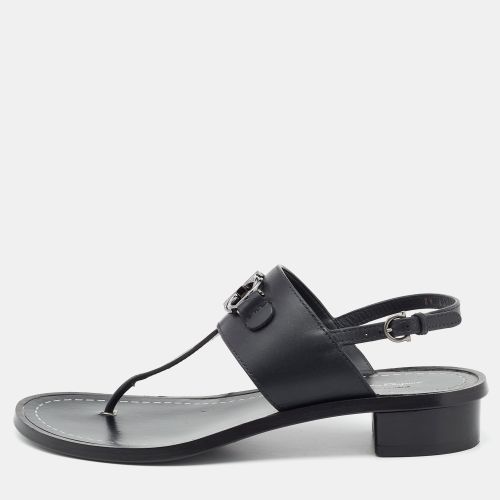 Salvatore Ferragamo Black Leather Thong Slingback Sandals Size 38.5 - Salvatore Ferragamo - Modalova