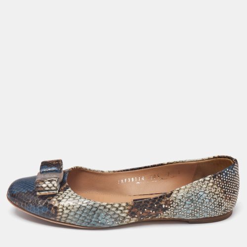 Salvatore Ferragamo Multicolor Python Embossed Leather Varina Bow Ballet Flats Size 37.5 - Salvatore Ferragamo - Modalova