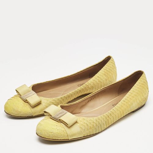 Varina Size 39 Python Embossed Leather Ballet Flats - Salvatore Ferragamo - Modalova