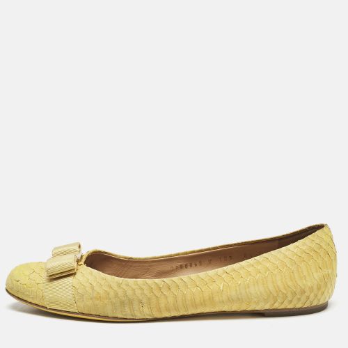 Salvatore Ferragamo Yellow Python Embossed Varina Ballet Flats Size 39 - Salvatore Ferragamo - Modalova
