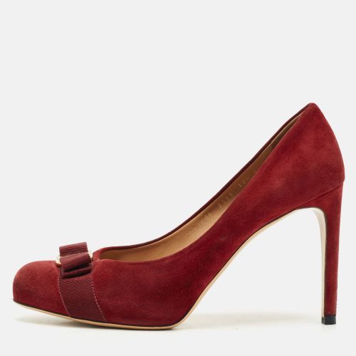 Salvatore Ferragamo Dark Red Suede Pimpa Vara Bow Platform Pumps Size 41 - Salvatore Ferragamo - Modalova