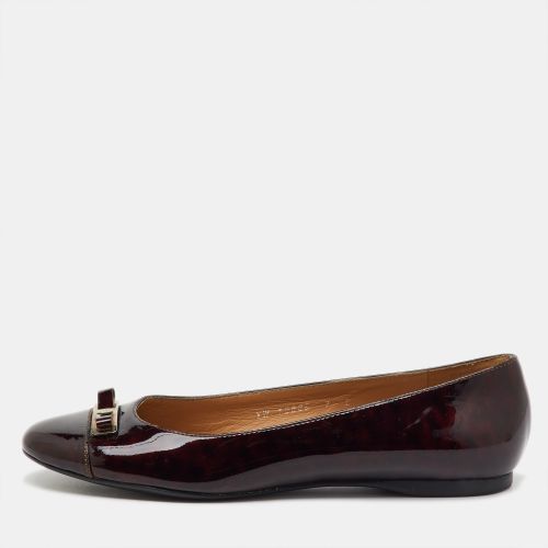 Salvatore Ferragamo Brown Leather Patent Vara Bow Ballet Flats Size 37.5 - Salvatore Ferragamo - Modalova