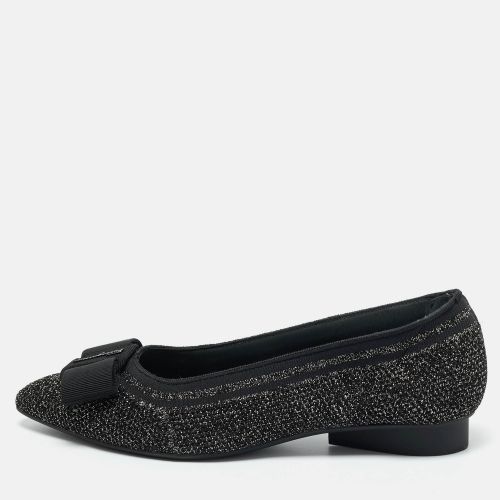 Salvatore Ferragamo Black/Gold Knit Fabric Varina Ballet Flats Size 38.5 - Salvatore Ferragamo - Modalova