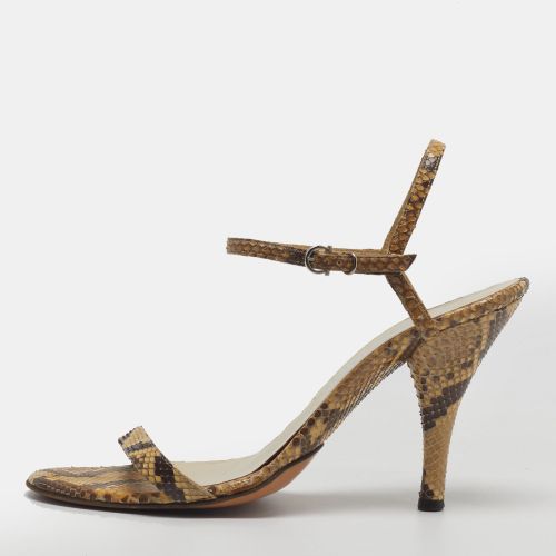 Size 37.5 Python Embossed Leather Ankle Strap Sandals - Salvatore Ferragamo - Modalova