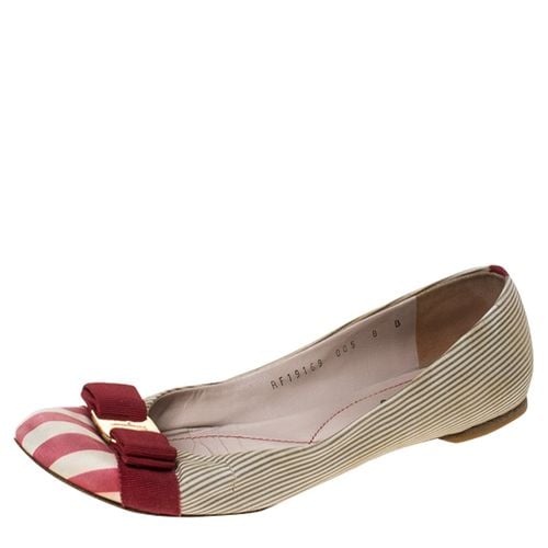 Salvatore Ferragamo Multicolor Fabric Varina Bow Ballet Flats Size 38.5 - Salvatore Ferragamo - Modalova