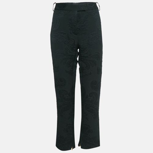 Salvatore Ferragamo Black Floral Jacquard Lace-Up Trousers M - Salvatore Ferragamo - Modalova