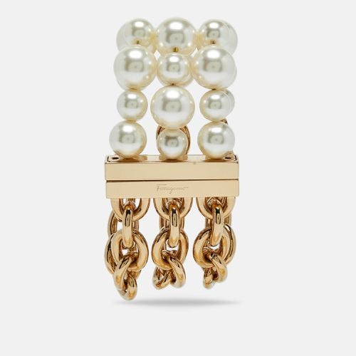 Salvatore Ferragamo Faux Pearl Gold Tone Bracelet - Salvatore Ferragamo - Modalova