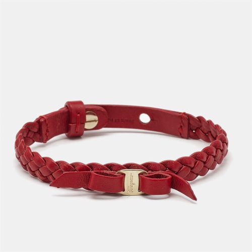 Salvatore Ferragamo Vara Bow Red Leather Gold Tone Bracelet - Salvatore Ferragamo - Modalova