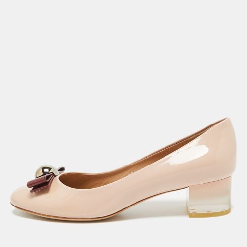 Salvatore Ferragamo Beige Patent Leather Missy Block Heel Pumps Size 40 - Salvatore Ferragamo - Modalova