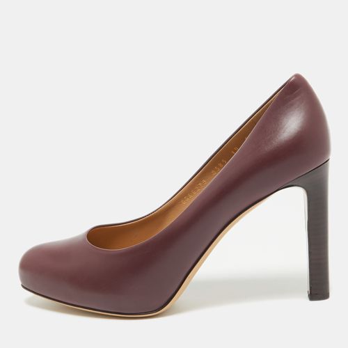 Salvatore Ferragamo Burgundy Leather Leo Block Heel Pumps Size 40.5 - Salvatore Ferragamo - Modalova